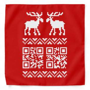 Ugly Christmas Sweater QR Code Happy New Year ! Bandana