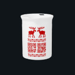 Ugly Christmas Sweater QR Code Happy New Year ! Beverage Pitcher<br><div class="desc">Ugly Interactive Xmas Moose / Elk / Caribou Sweater Pixel Art Jacquard Pattern Knitwear ~ QR Reads Merry Christmas / Happy New Year !

Globe Trotters specialises in idiosyncratic imagery from around the globe. Here you will find unique Greeting Cards,  Postcards,  Posters,  Mousepads and more.</div>