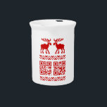 Ugly Christmas Sweater QR Code Happy New Year ! Beverage Pitcher<br><div class="desc">Ugly Interactive Xmas Moose / Elk / Caribou Sweater Pixel Art Jacquard Pattern Knitwear ~ QR Reads Merry Christmas / Happy New Year !

Globe Trotters specialises in idiosyncratic imagery from around the globe. Here you will find unique Greeting Cards,  Postcards,  Posters,  Mousepads and more.</div>