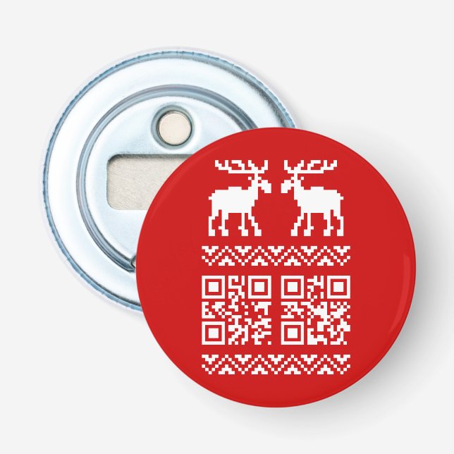 Ugly Christmas Sweater QR Code Happy New Year ! Bottle Opener (Front)