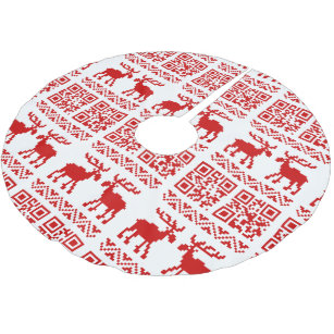 Ugly Christmas Sweater QR Code Happy New Year ! Brushed Polyester Tree Skirt