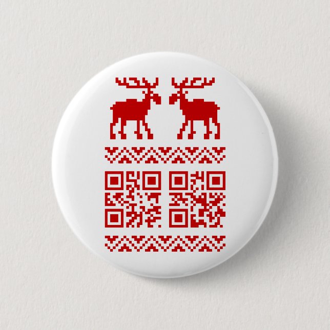 Ugly Christmas Sweater QR Code Happy New Year ! Button (Front)