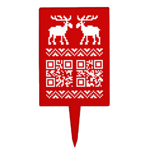 Ugly Christmas Sweater QR Code Happy New Year ! Cake Topper