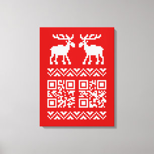 Ugly Christmas Sweater QR Code Happy New Year ! Canvas Print