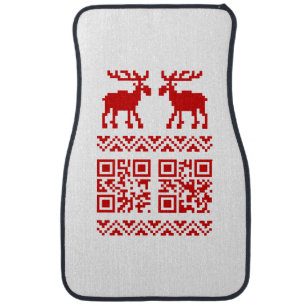 Ugly Christmas Sweater QR Code Happy New Year ! Car Floor Mat