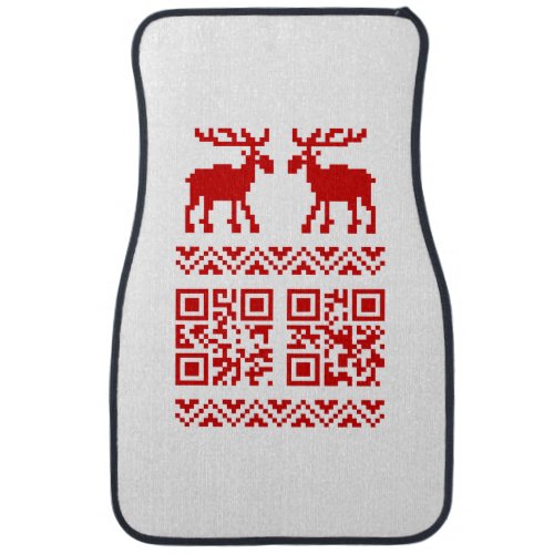 Ugly Christmas Sweater QR Code Happy New Year  Car Floor Mat