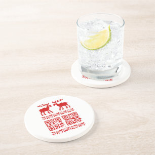Ugly Christmas Sweater QR Code Happy New Year ! Coaster