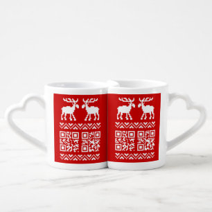 Ugly Christmas Sweater QR Code Happy New Year ! Coffee Mug Set