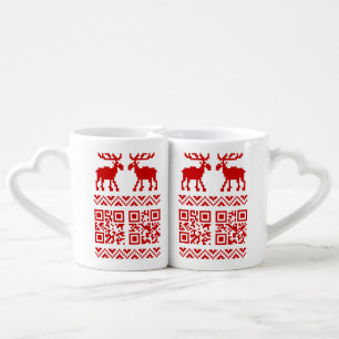 Ugly Christmas Sweater QR Code Happy New Year ! Coffee Mug Set