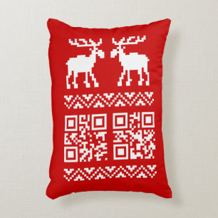 Ugly Christmas Sweater QR Code Happy New Year ! Decorative Pillow