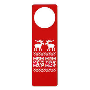 Ugly Christmas Sweater QR Code Happy New Year ! Door Hanger
