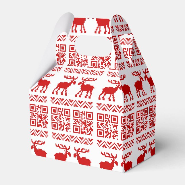Ugly Christmas Sweater QR Code Happy New Year ! Favor Boxes (Front Side)