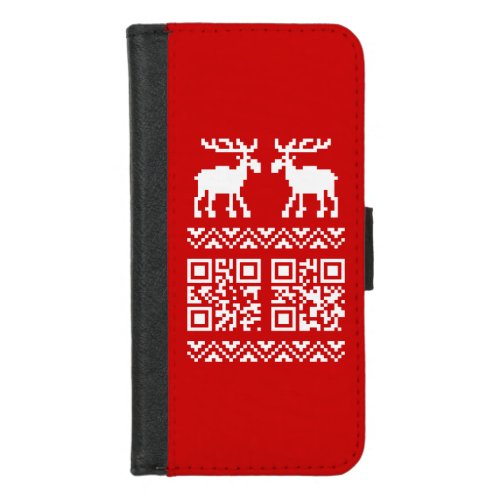 Ugly Christmas Sweater QR Code Happy New Year  iPhone 87 Wallet Case