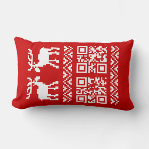 Ugly Christmas Sweater QR Code Happy New Year ! Lumbar Pillow