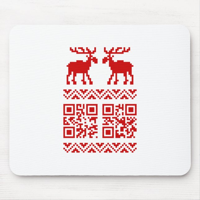 Ugly Christmas Sweater QR Code Happy New Year ! Mouse Pad (Front)