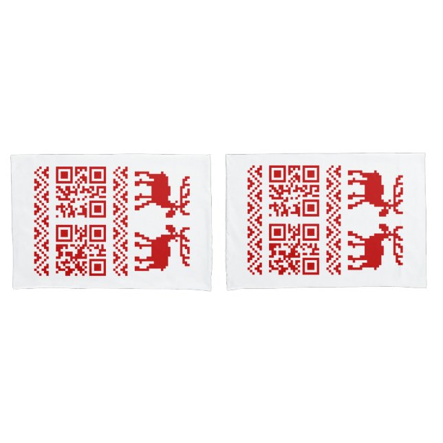 Ugly Christmas Sweater QR Code Happy New Year ! Pillow Case (Front-Set)