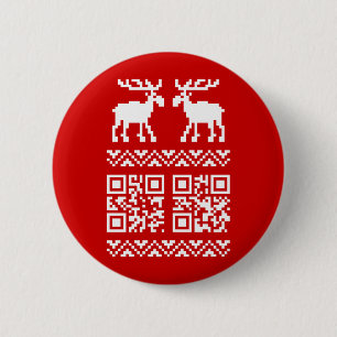 Ugly Christmas Sweater QR Code Happy New Year ! Pinback Button