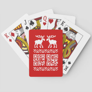 Ugly Christmas Sweater QR Code Happy New Year ! Poker Cards