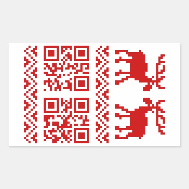 Ugly Christmas Sweater QR Code Happy New Year ! Rectangular Sticker (Front)