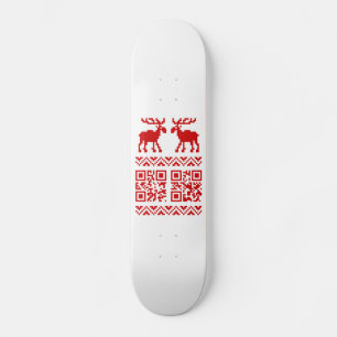 Ugly Christmas Sweater QR Code Happy New Year ! Skateboard Deck