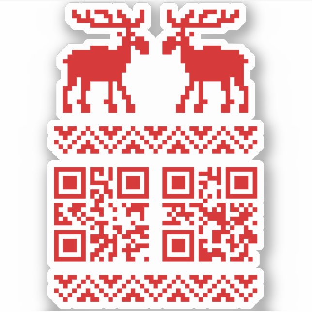 Ugly Christmas Sweater QR Code Happy New Year ! Sticker (Front)