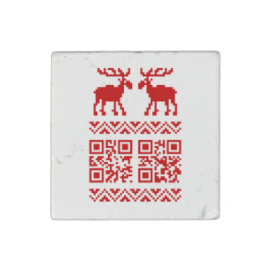 Ugly Christmas Sweater QR Code Happy New Year ! Stone Magnet