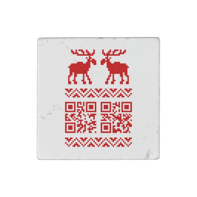 Ugly Christmas Sweater QR Code Happy New Year ! Stone Magnet (Front)