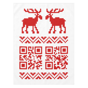 Ugly Christmas Sweater QR Code Happy New Year ! Tablecloth