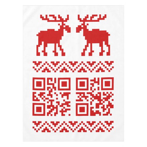 Ugly Christmas Sweater QR Code Happy New Year  Tablecloth