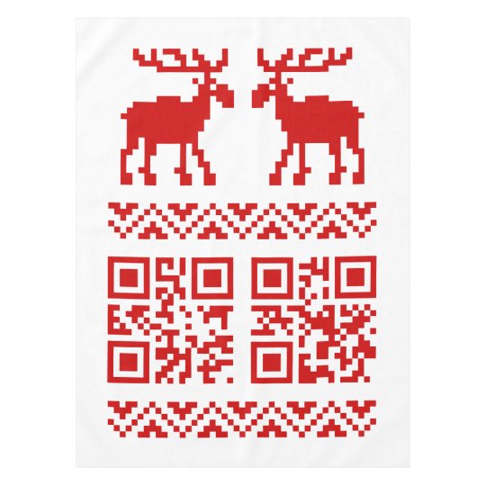 Ugly Christmas Sweater QR Code Happy New Year ! Tablecloth