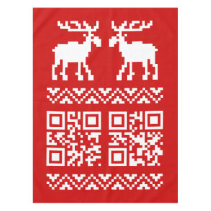 Ugly Christmas Sweater QR Code Happy New Year ! Tablecloth