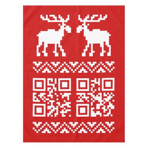 Ugly Christmas Sweater QR Code Happy New Year  Tablecloth