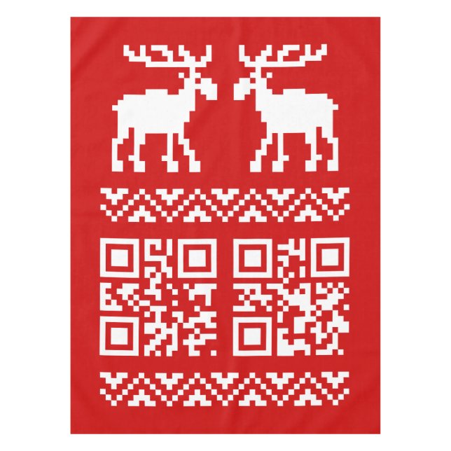 Ugly Christmas Sweater QR Code Happy New Year ! Tablecloth (Front)