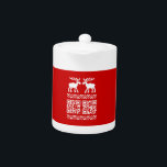 Ugly Christmas Sweater QR Code Happy New Year ! Teapot<br><div class="desc">Ugly Interactive Xmas Moose / Elk / Caribou Sweater Pixel Art Jacquard Pattern Knitwear ~ QR Reads Merry Christmas / Happy New Year !

Globe Trotters specialises in idiosyncratic imagery from around the globe. Here you will find unique Greeting Cards,  Postcards,  Posters,  Mousepads and more.</div>