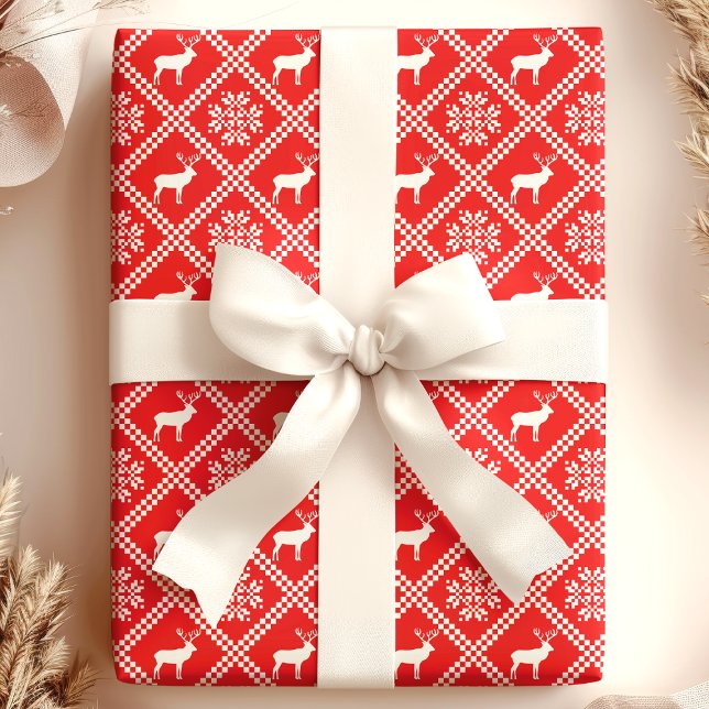 Ugly Christmas Sweater Red Deer Wrapping Paper (Creator Uploaded)