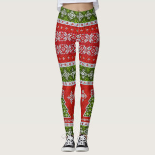 Christmas Meggings in Fairisle Print, Mens Leggings Festive, Xmas Tights,  Ugly Christmas Sweater Compression Holidays Party Leggings 