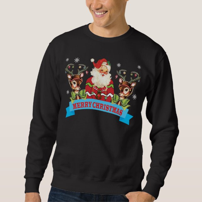 Ugly Christmas Sweater Reindeer and Santa (Front)