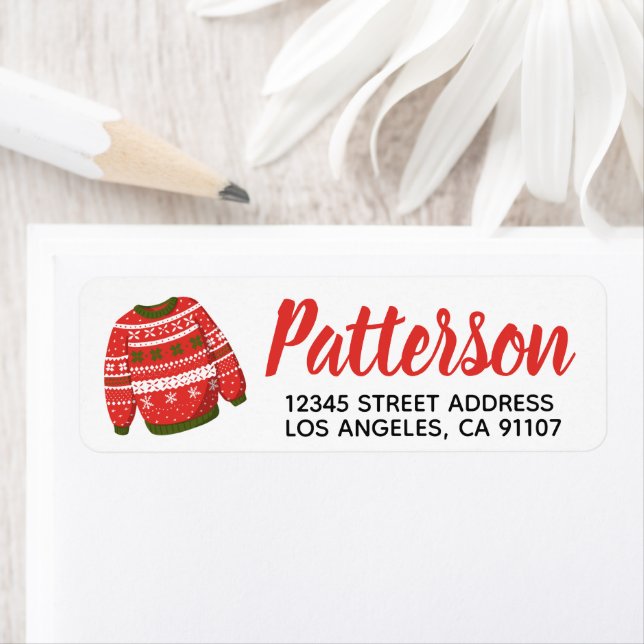 Ugly Christmas Sweater Return Address Label (Insitu)