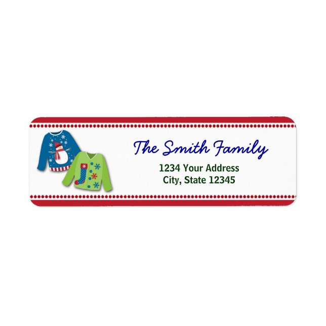 Ugly Christmas Sweater Return Address Labels (Front)