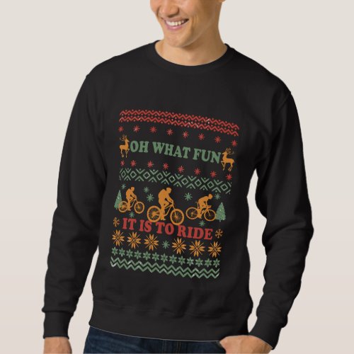 Ugly christmas sweater riding a bike