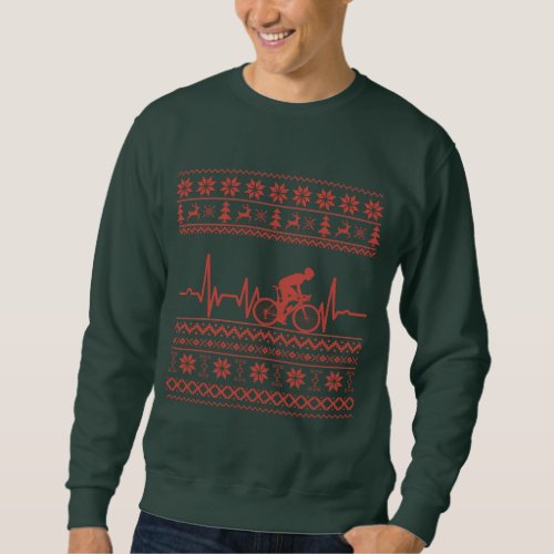 Ugly christmas sweater riding a bike