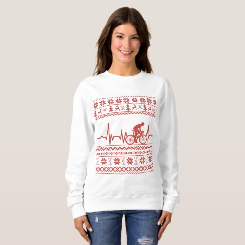 Ugly christmas sweater riding a bike