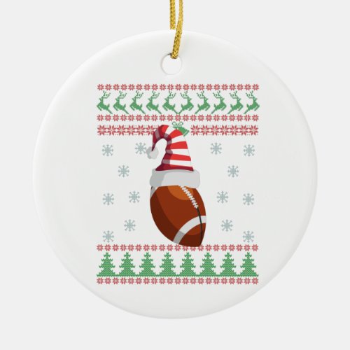 Ugly Christmas Sweater Rugby Sport Lovers Gift Ceramic Ornament