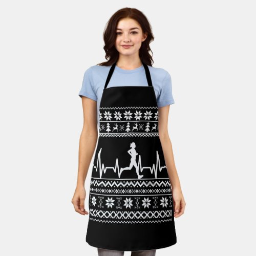 ugly christmas sweater running run apron