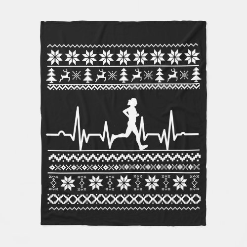ugly christmas sweater running run fleece blanket