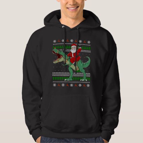 Ugly Christmas Sweater Santa Riding Dinosaur Reind