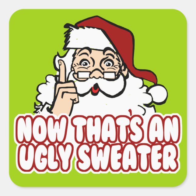 Ugly Christmas Sweater Santa Square Sticker (Front)