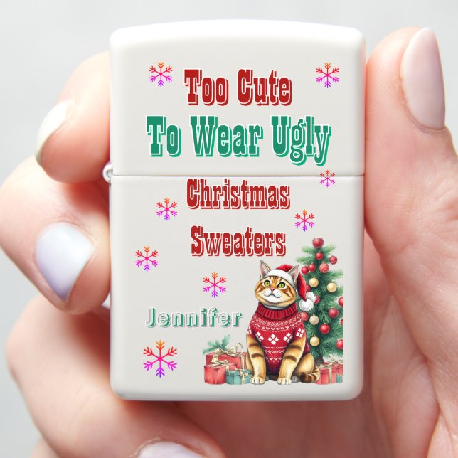Ugly Christmas sweater saying for festive cheer Zippo Lighter (In Hand)