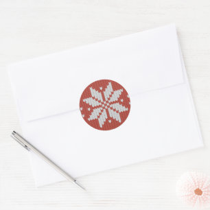 Ugly Christmas Sweater Scandinavian Red Snowflake Classic Round Sticker