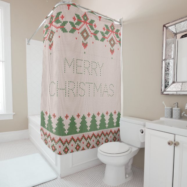 Ugly Christmas Sweater Shower Curtain (In Situ)